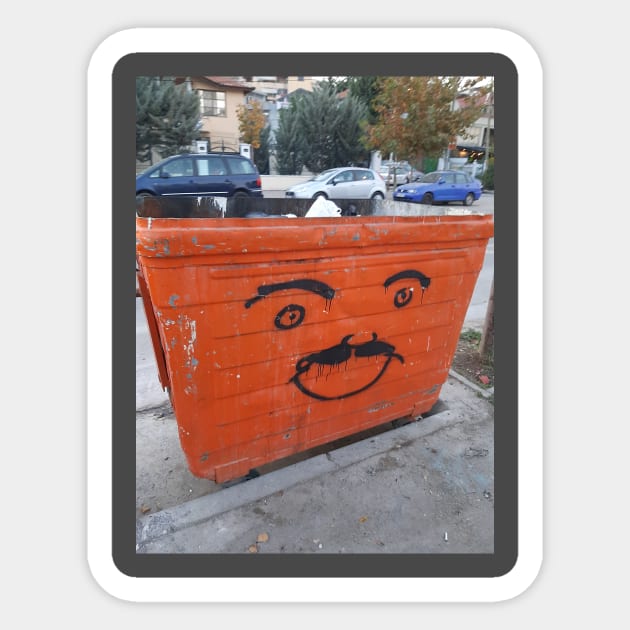 Dumpster moustache Sticker by Stephfuccio.com